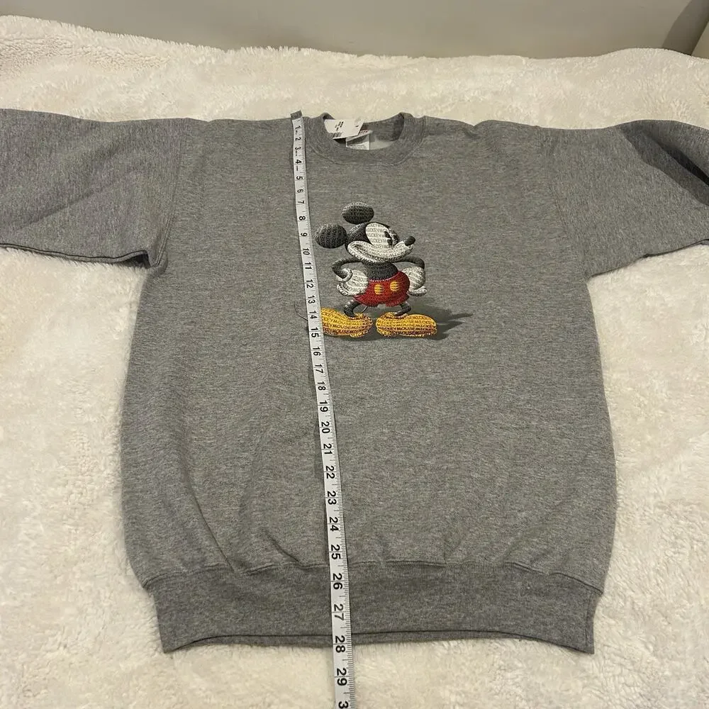 Disney Sweater Unisex Sz M Pullover Mickey Mouse Grey Crew Neck - Picture 6 of 8